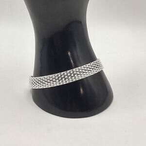 925 Silver Plated Bracelet Chainmail Weave Valentine's Birthday Gift New!!